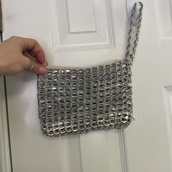 Silver and Tan Bottle Cap Woven Wristlet - Picture 6 of 6